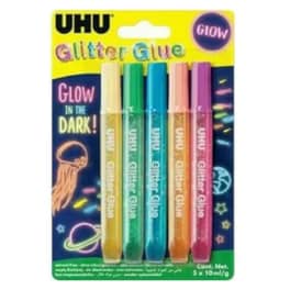 Κόλλα UHU Glitter Glow In The Dark (5 Τεμάχια) X 10Ml