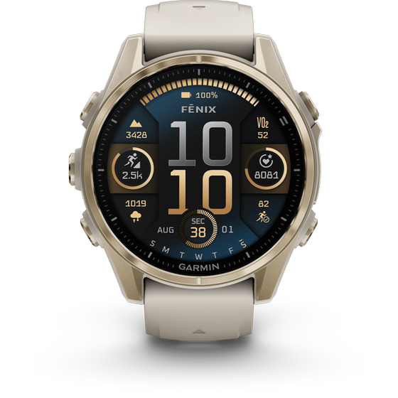 Smartwatch Garmin Fenix 8 43mm - Sapphire, Soft Gold with Fog Gray/Dark Sandstone Silicone Band image 0