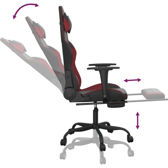 Καρέκλα Gaming VIDAXL 3143660 με Υποπόδιο από Τεχνητό Δέρμα - Μαύρο image 4