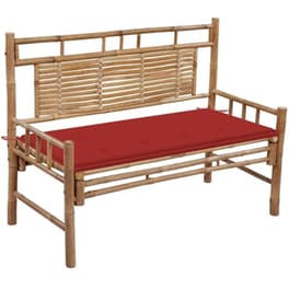 Παγκάκι Κήπου VidaXL με Μαξιλάρι από Μπαμπού 120x55x90 cm - Καφέ/Κόκκινο