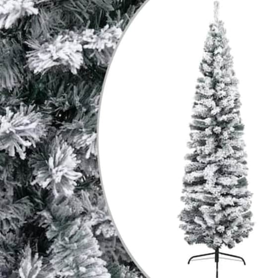 Χριστουγεννιάτικο Δέντρο VidaXL Χιονισμένο Slim 2.40m - Πράσινο image 2