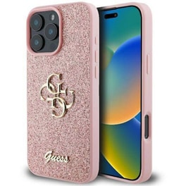 Θήκη Apple iPhone 16 Pro - Guess Fixed Glitter Big 4G Back Cover  - Pink