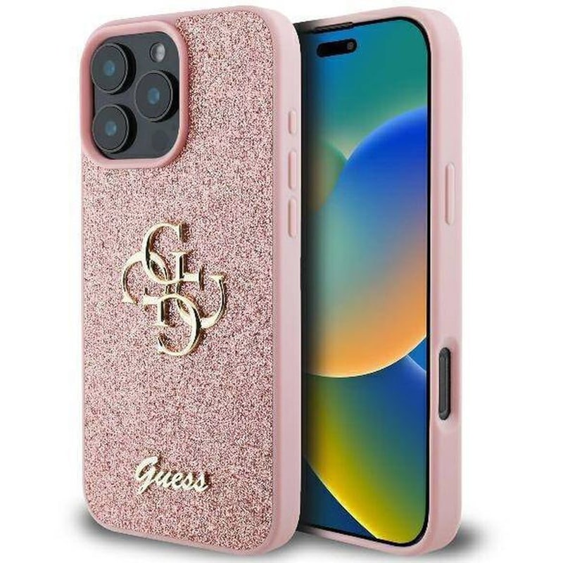 Θήκη Apple iPhone 16 Pro - Guess Fixed Glitter Big 4G Back Cover - Pink GUESS