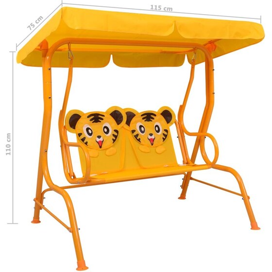 Κούνια Κήπου VidaXL με Σκίαστρο από Ατσάλι 115x75x110 cm - Κίτρινη image 6
