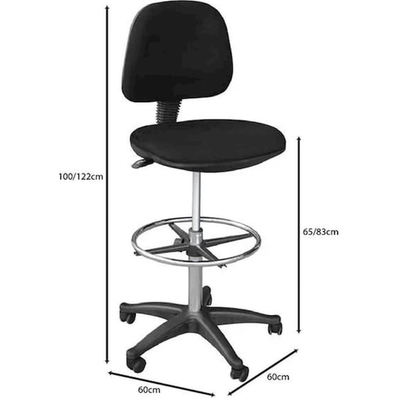 Σκαμπό Γραφείου Woodwell Ταμείου/Σχεδιαστηρίου από Ύφασμα- Μαύρο image 1