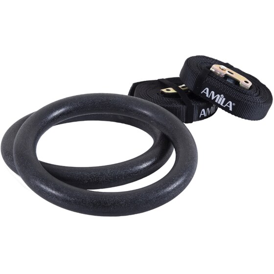 Κρίκοι Γυμναστικής Amila 84552 Abs - Μαύρο image 0