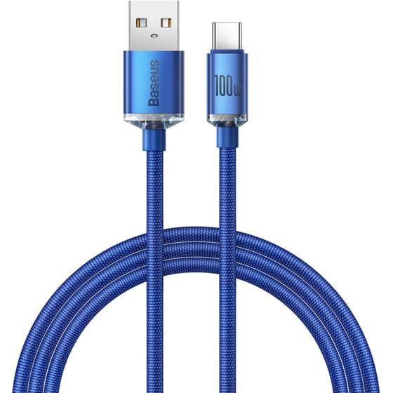 Καλώδιο δεδομένων Baseus Crystal Shine Series Usb to Usb-C 100W 1.2 m - Blue image 0