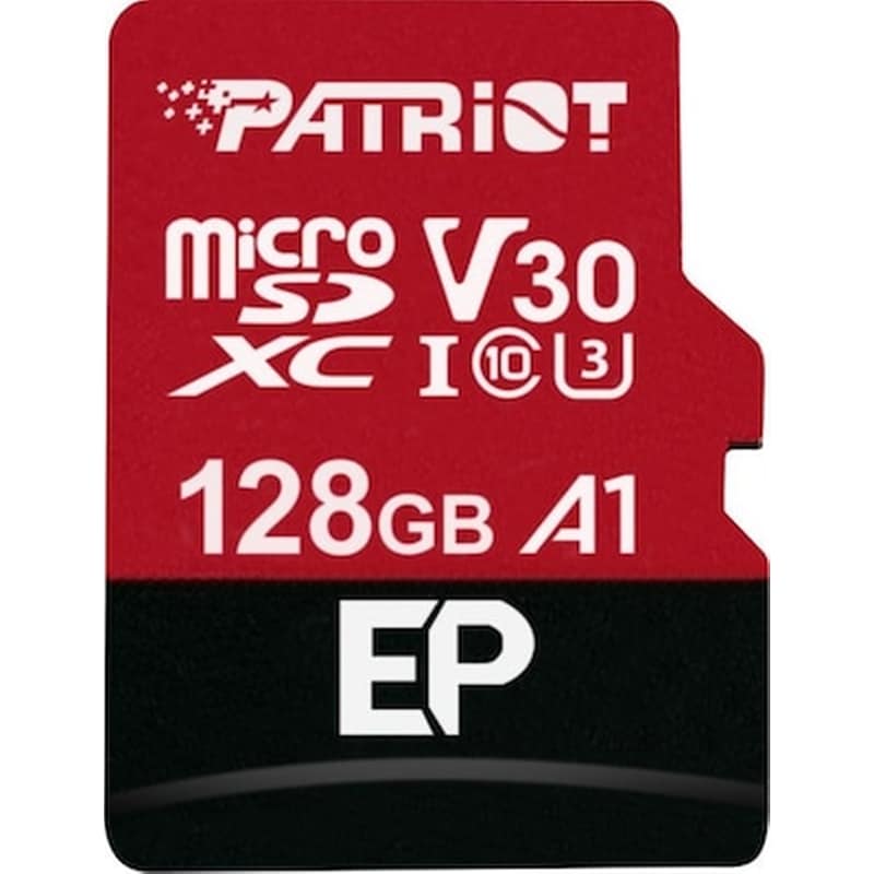 Patriot EP Series microSDXC 128GB Class 10 U3 V30 A1 UHS-I με αντάπτορα