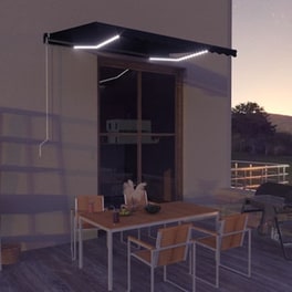 Τέντα Vidaxl Συρόμενη Χειροκίνητη με LED 350x250cm - Ανθρακί
