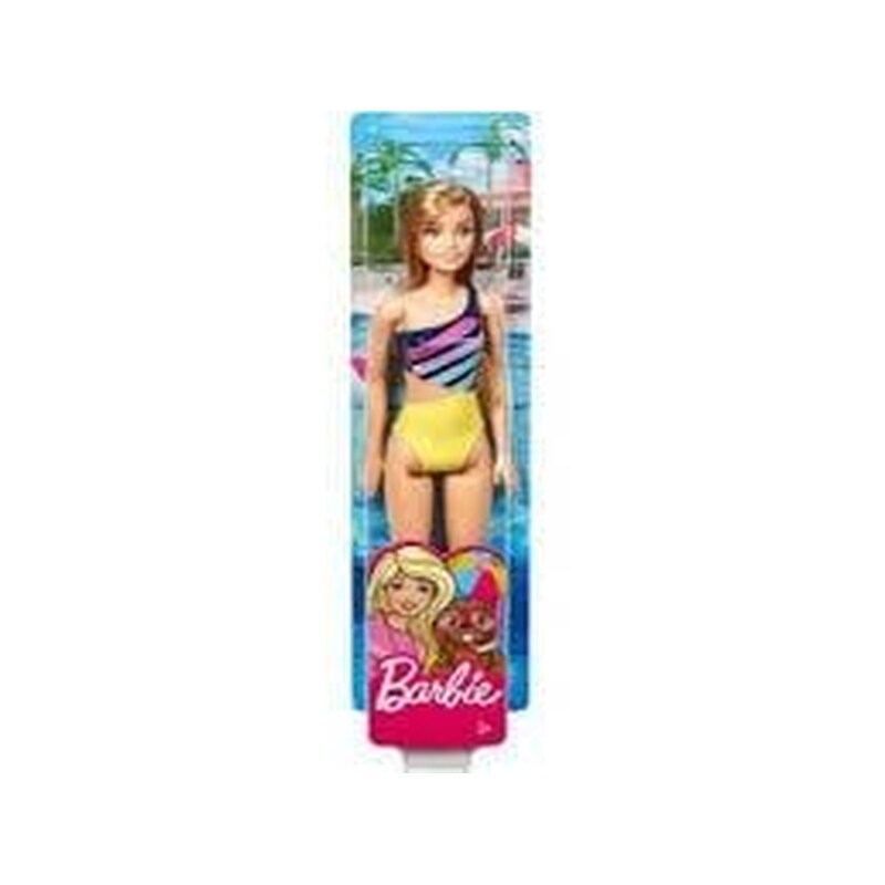 Mattel Barbie Doll Beach – Blonde Doll With Yellow And Blue Swimsuit (dhw41)