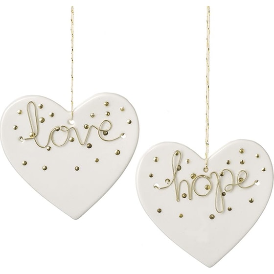 Heaven Sends Χριστουγεννιάτικο Κρεμαστό Στολίδι Πορσελάνινο - Καρδιά Hope & Love image 0