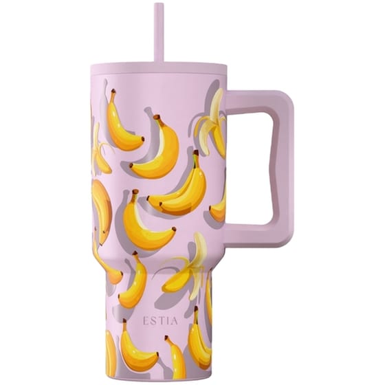 Ποτήρι Θερμός Estia Straw Tumbler XL Save The Aegean Banana Mood με Καλαμάκι και Λαβή 900 ml image 0
