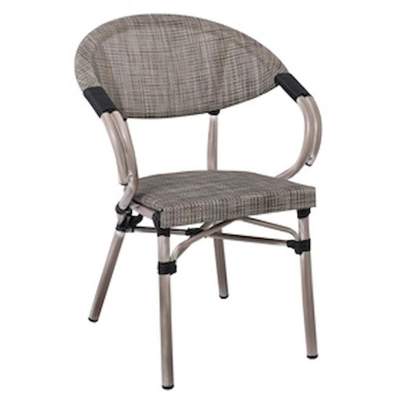 Πολυθρόνα Woodwell Costa Alu Antique Grey Textilene C55346 58x57x83cm - Μπεζ