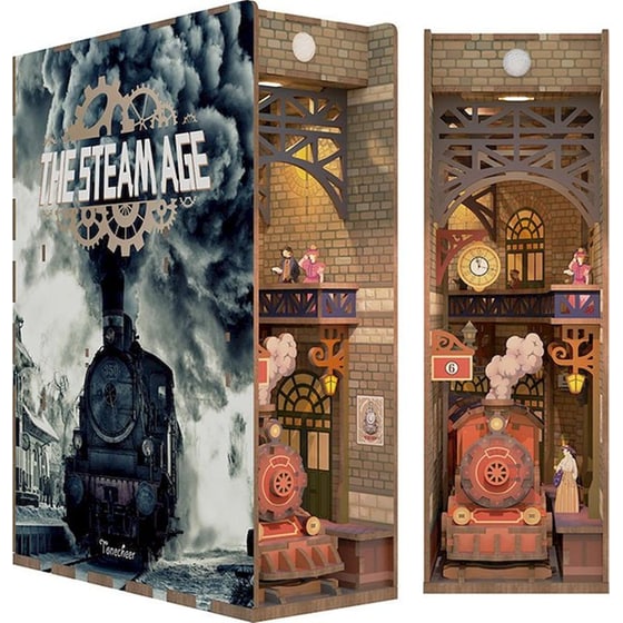 DIY 3D Puzzle Book Nook Kit Βιβλιοστάτης - The Steam Age image 1