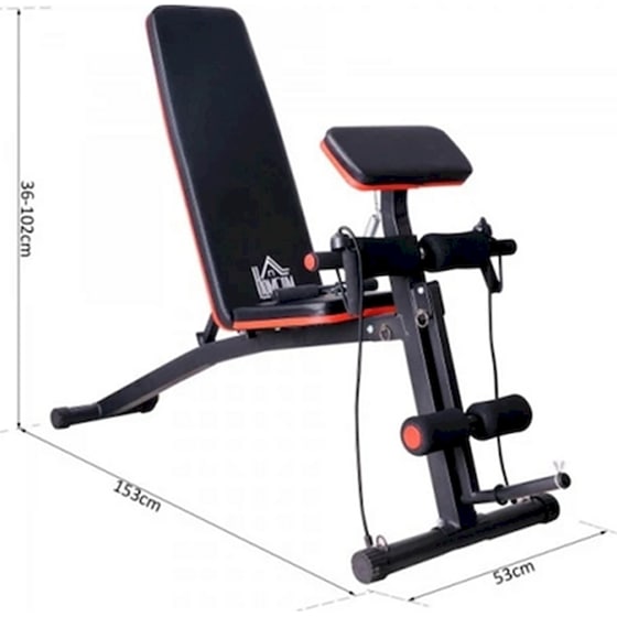 Ρυθμιζόμενος Πάγκος Γυμναστικής Homcom A91-062 153x53x102cm - Μαύρος/Κόκκινος image 7