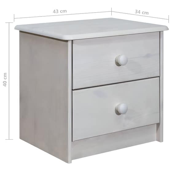 Κομοδίνο Vidaxl Από Μασίφ Ξύλο Πεύκου 43x34x40 cm - Λευκό image 4