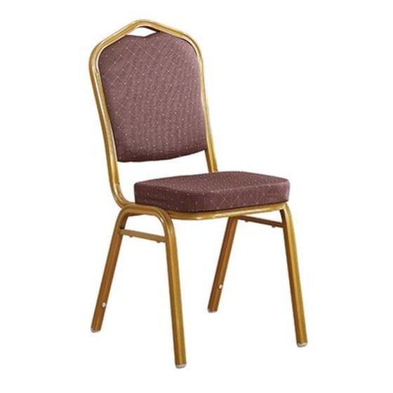Καρέκλα Hilton Μεταλλική Gold/Υφασμάτινη C55892 - Καφέ image 1