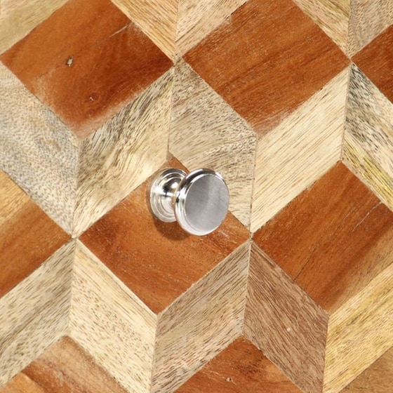 Κομοδίνο Vidaxl Από Μασίφ Ξύλο Μάνγκο 40x30x50 cm - Γκρι Μπεζ image 4