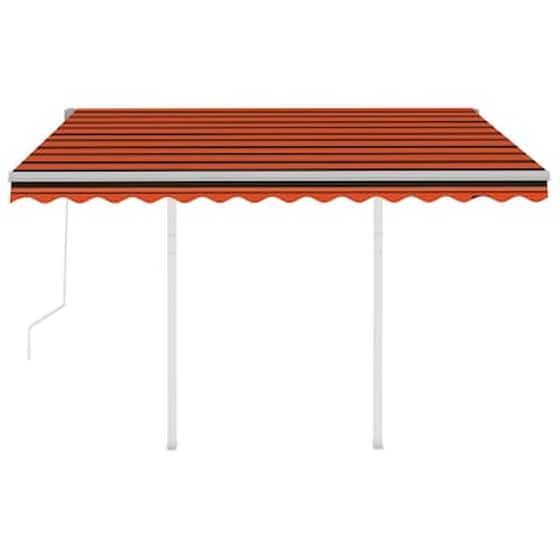 Τέντα Vidaxl Συρόμενη Αυτόματη με Στύλους 3.5x2.5m - Πορτοκαλί/Καφέ image 4