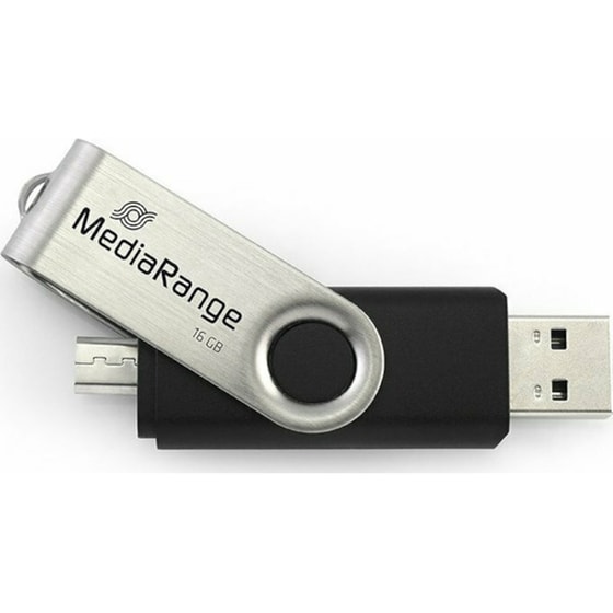 MediaRange 16GB USB 2.0 Stick με σύνδεση USB-A & micro USB-B Μαύρο image 2