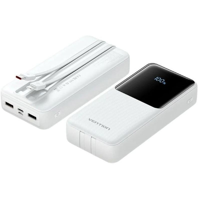 Powerbank Vention FHPW0-TY με ενσωματωμένα καλώδια Lightning/USB-C 20.000mAh 22.5W - White