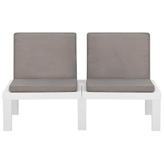 Παγκος Κήπου VidaXL με Μαξιλάρι Πλαστικός 130x65x70 cm - Λευκό image 2