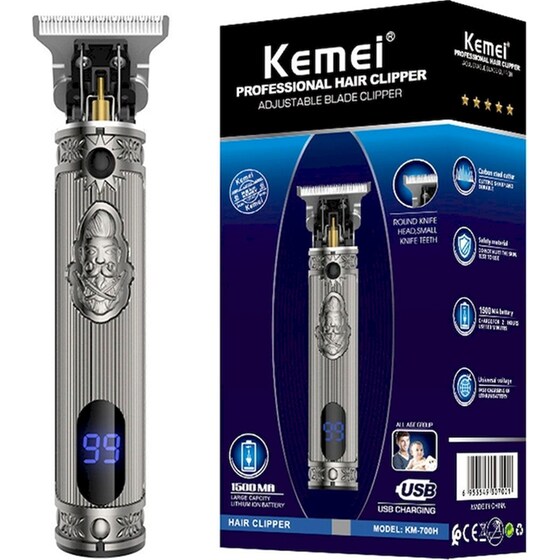 Κουρευτική Μηχανή Kemei KM-700H Ασημί image 3