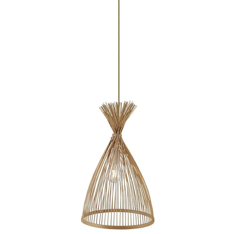 Φωτιστικό Οροφής Μονόφωτο Aca Serifos από Μέταλλο/Μπαμπού 30x30x50-154 cm - Καφέ