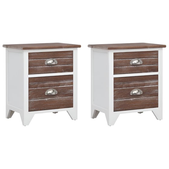 Κομοδίνο Vidaxl  Από Ξύλο Παυλώνιας 2τμχ 38x28x45 cm - Καφέ Λευκό image 0