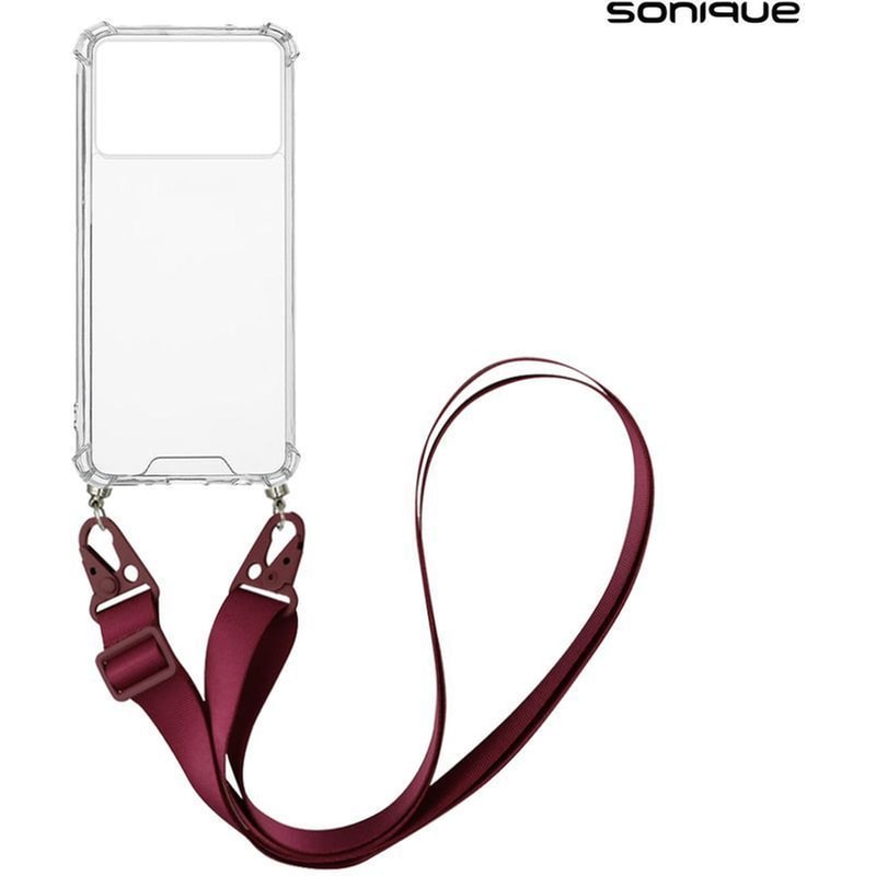 Θήκη Σιλικόνης Με Strap Sonique Armor Clear Xiaomi Poco X6 Pro 5g Μπορντώ