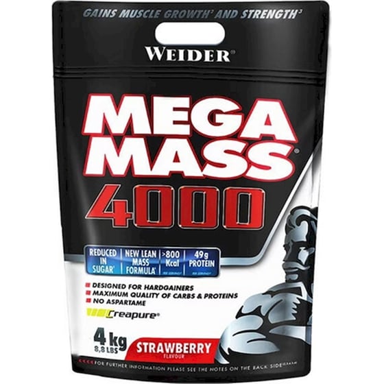 Πρωτεΐνη Weider Mega Mass 4000 Φράουλα - 4kg image 0