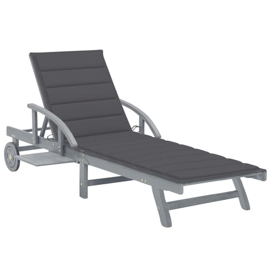 Ξαπλώστρα VidaXL από Μασίφ Ξύλο Ακακίας 200x68x30-86 cm - Γκρι/Ανθρακί image 0