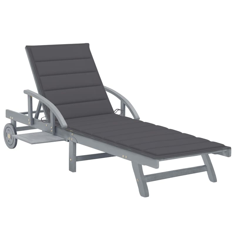 VIDAXL Ξαπλώστρα VidaXL από Μασίφ Ξύλο Ακακίας 200x68x30-86 cm - Γκρι/Ανθρακί