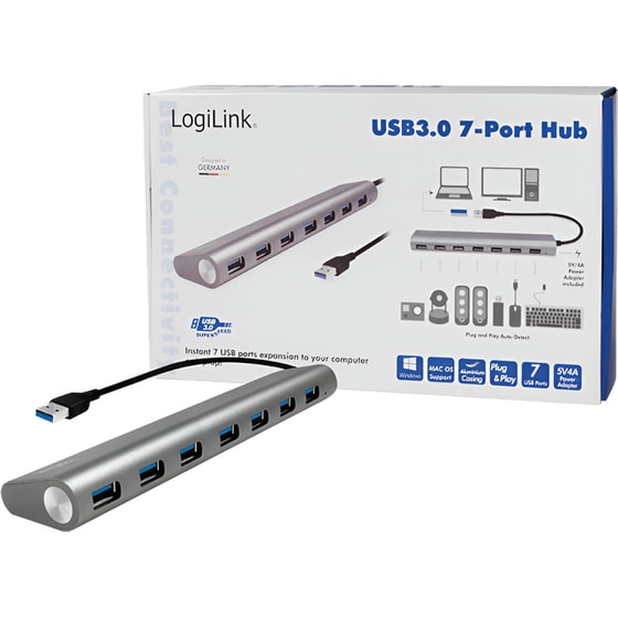 LogiLink UA0308 USB Hub 7-Port USB 3.0 συμβατό με USB-A image 3