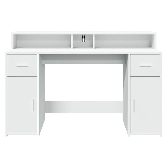 Γραφείο VidaXL με LED από Επεξεργασμένο Ξύλο 140x55x91 cm - Λευκό image 5