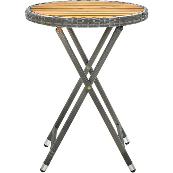 Τραπέζι Εξωτερικού Χώρου Πτυσσόμενο VidaXL από Ρατάν/Ξύλο φ60x75 cm - Γκρι image 2