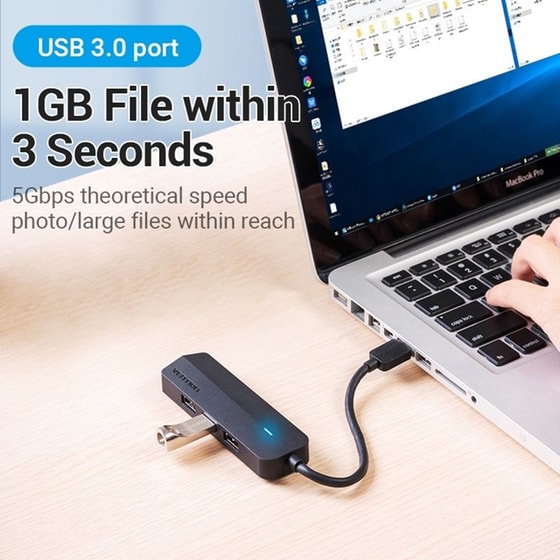 Vention Hub 3 Θυρών USB 3.0 με σύνδεση USB-A - Μαύρο image 1