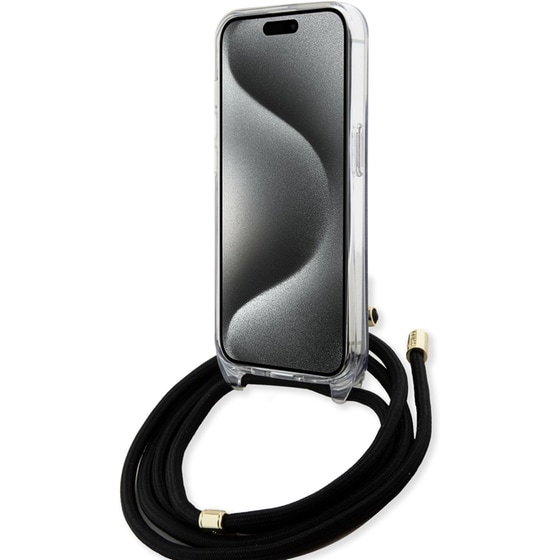 Guess Quot;4g Logo Collection Quot; Crossbody Hard Case Script Metal Logo Θήκη Προστασίας Από Σιλικόνη Με Λουράκι – Iphone 15 (μαύρο – Guhcp15shc4sek) image 4
