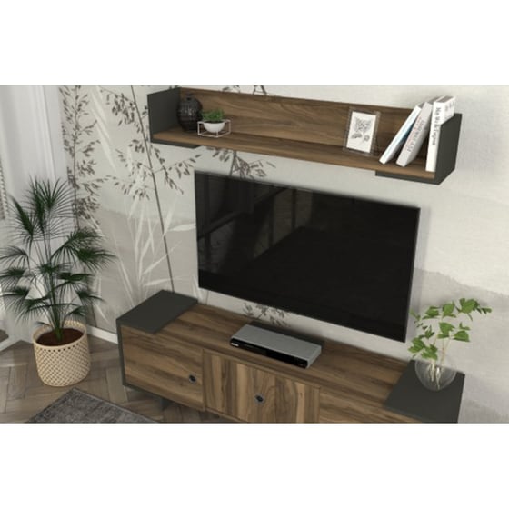Έπιπλο Τηλεόρασης 24Mall Lipari από Μοριοσανίδα 150x35x43.2 cm - Καρυδί/Ανθρακί image 5