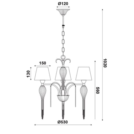 Πολυέλαιος Οροφής Aca Palermo Eg170303pbch Μεταλλικός 53x53x56 cm  - Μαύρος image 1
