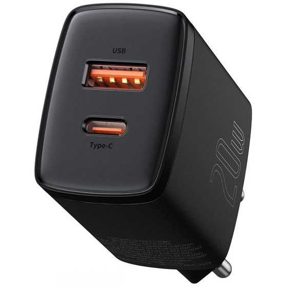 Φορτιστής Πρίζας Baseus CCXJ-B01 2port Usb-C,Usb 20W - Black image 2