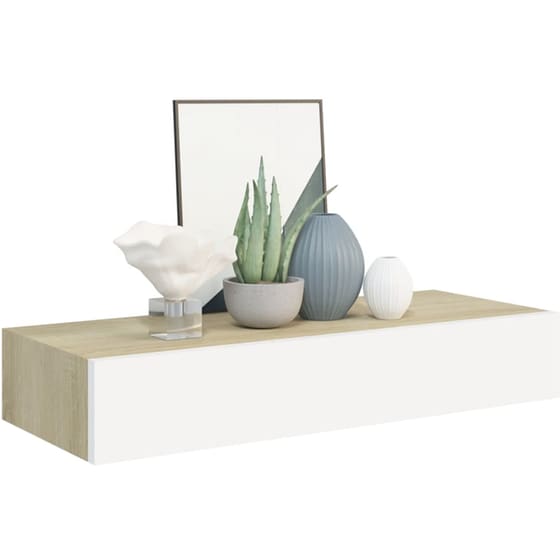 Ράφι Τοίχου VidaXL με Συρτάρι από MDF 60x23.5 cm - Δρυς/ Λευκό image 7