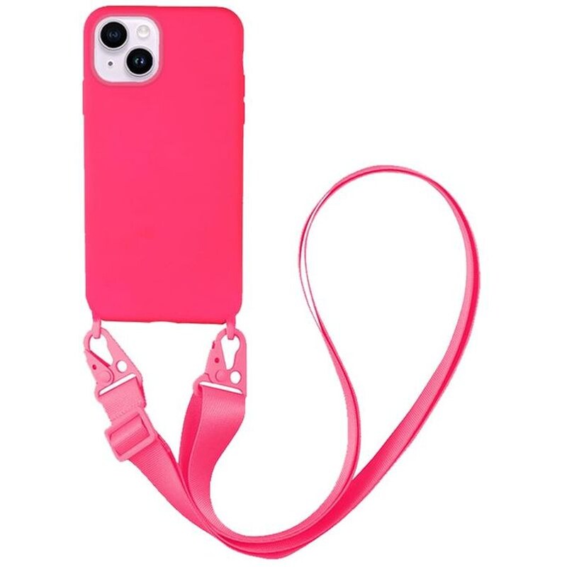 Θήκη Apple iPhone 14 - Sonique Carryhang Liquid Silicone Strap - Ροζ