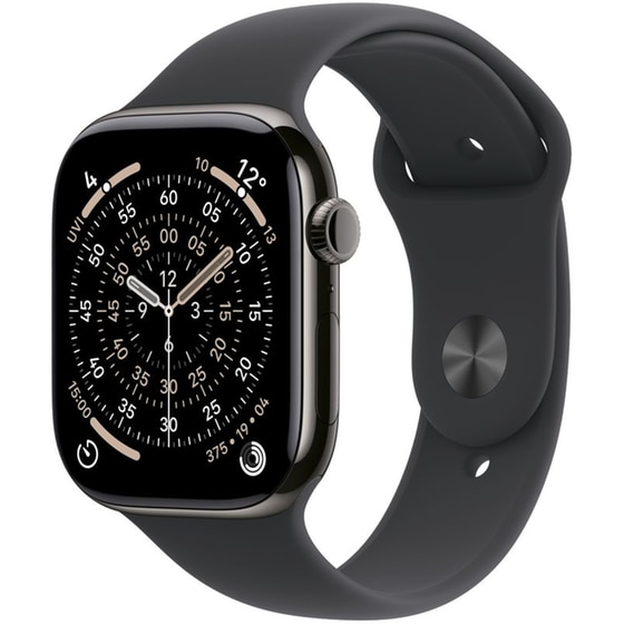 Apple Watch Series 11 GPS + Cellular 46mm Slate Titanium Case with Black Sport Band - S/M image 0