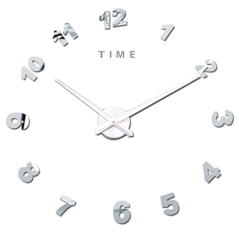 OEM Αυτοκόλλητο Αναλογικό Ρολόι Τοίχου ΟΕΜ Lc6008 Με Κυκλικά Νούμερα Μεγάλο - Ασημί