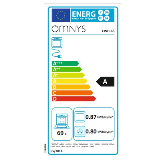 OMNYS CWH-65 69 Lt Λευκό Ηλεκτρική Κουζίνα Κεραμική image 3