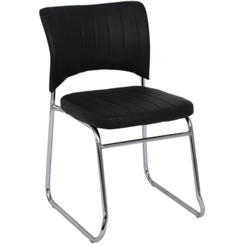 WOODWELL Καρέκλα Επισκέπτη Woodwell C20071 από Τεχνητό Δέρμα - Μαύρη