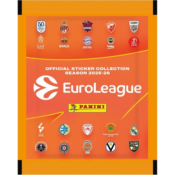 Panini Αυτοκόλλητα EuroLeague 2025-2026 - 1 Φακελάκι (5 Αυτοκόλλητα) (PA.XA.EL.026) image 0