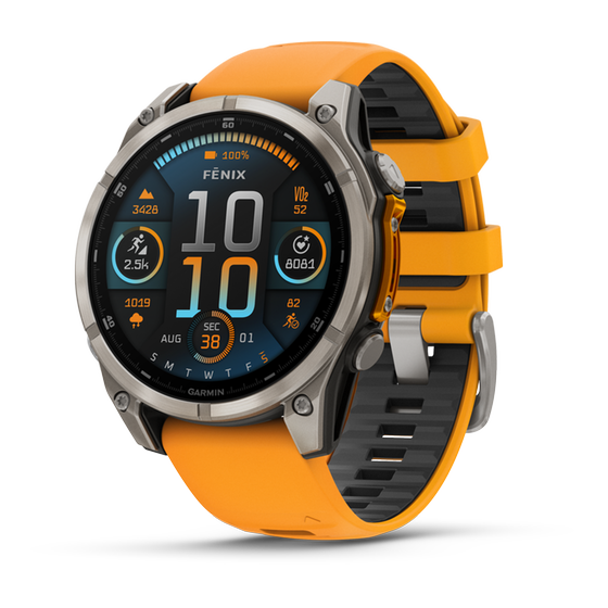 Smartwatch Garmin Fenix 8 47mm - Sapphire, Titanium with Spark Orange/Graphite Silicone Band image 2