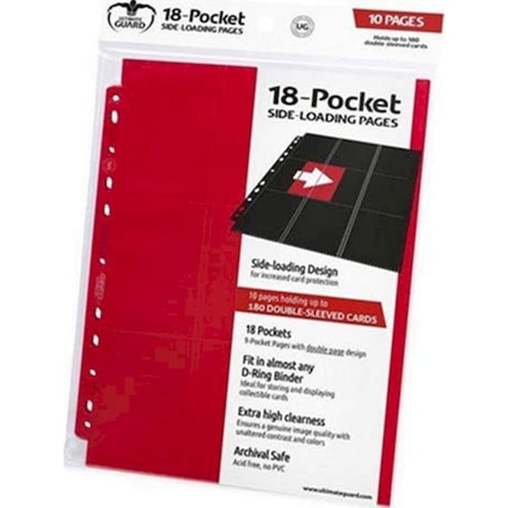 Ultimate Guard 18-pocket Pages Side-loading Red (10 Pack) image 1